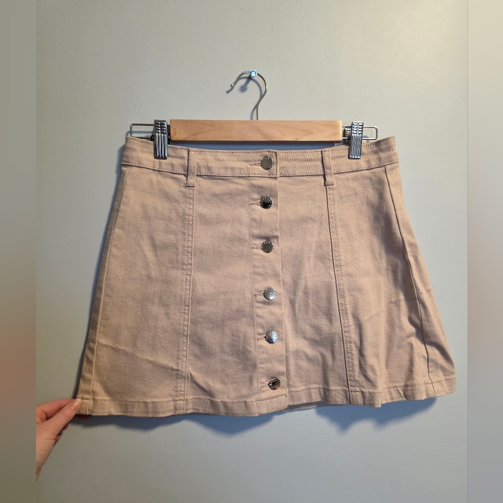 Forever 21 Light Pink Button-Front Mini Skirt
